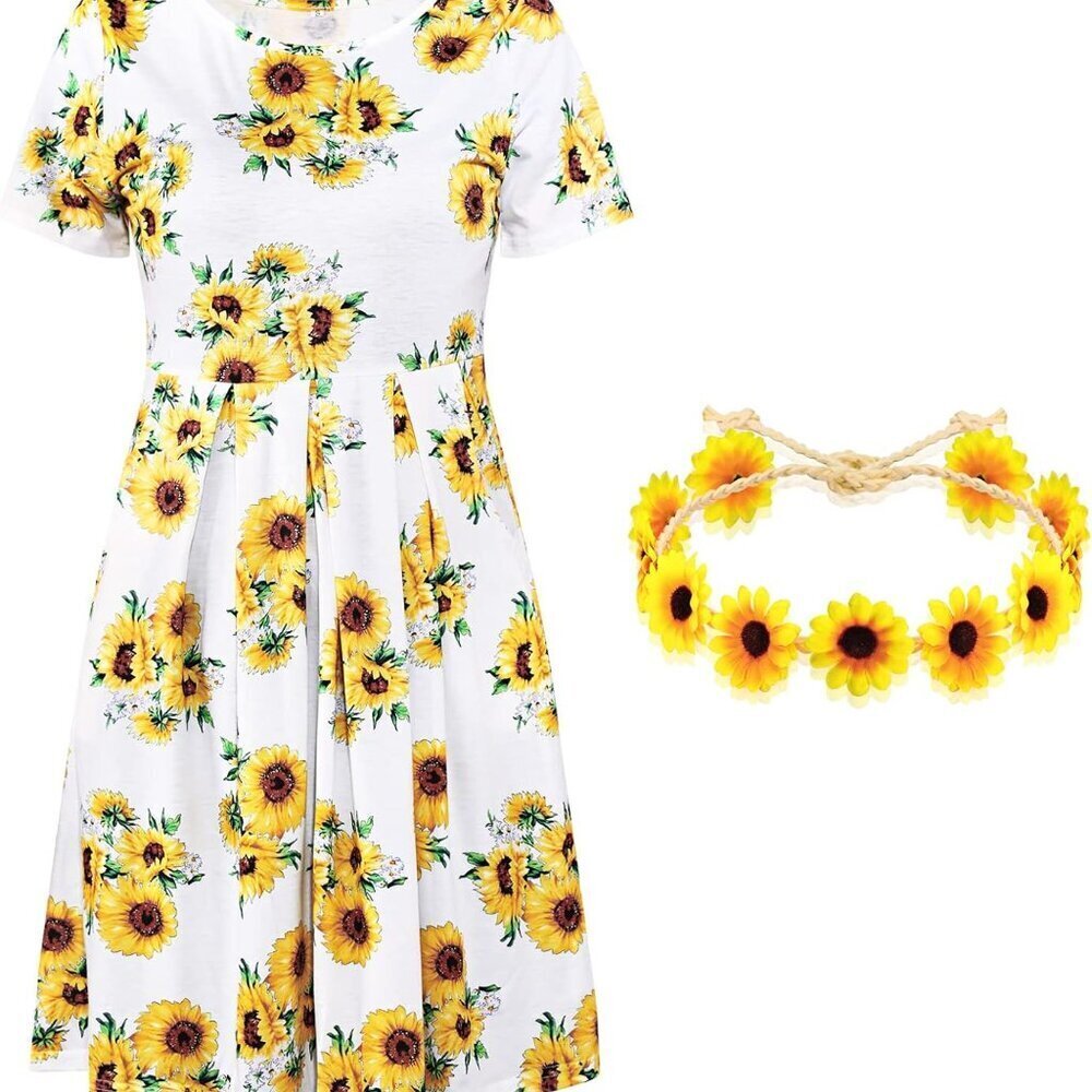 Boho Sunflower Dresses for Women Rayon Spandex Casual Summer Size Medium